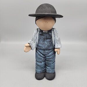 Ceramic Amish Boy Figurine Blue Ceramic 8 3/4"H | Renovator's Supply